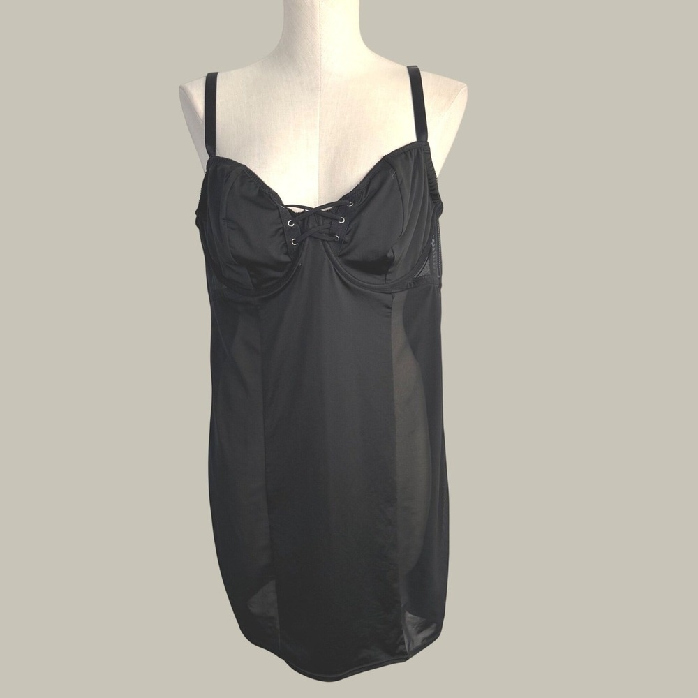 Torrid 2X Black Chemise Lingerie Bodycon Dress Mesh Corset Front